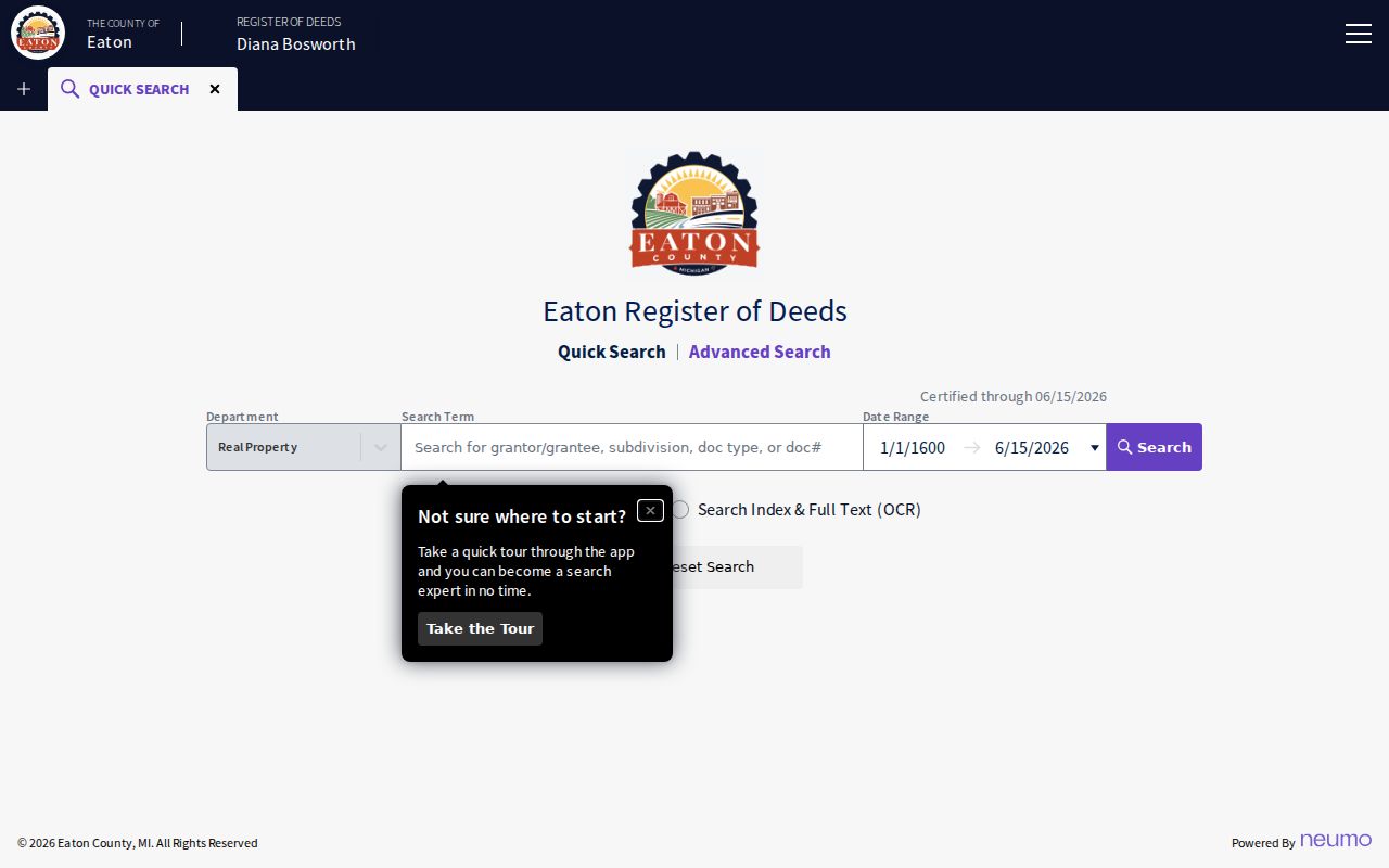 Delta Township residents directory Eaton County deed index search fields