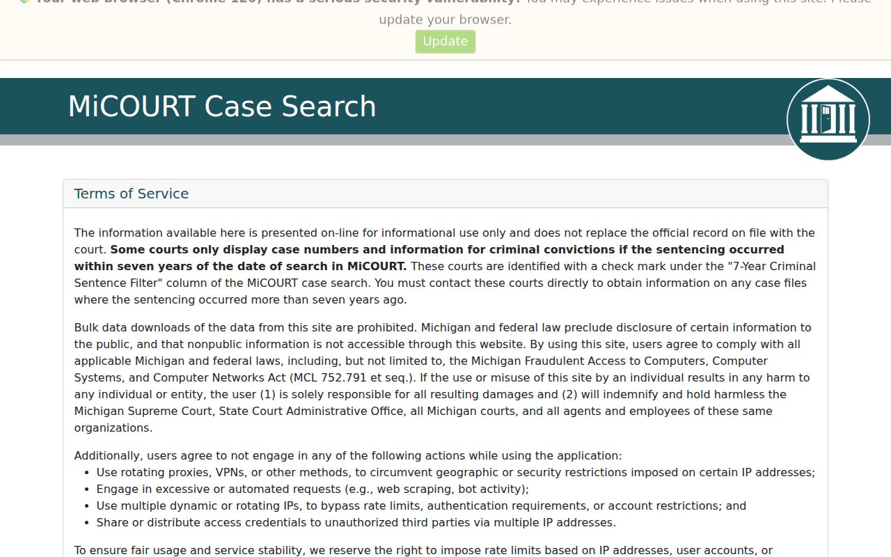 Delta Township residents directory Michigan court case search interface