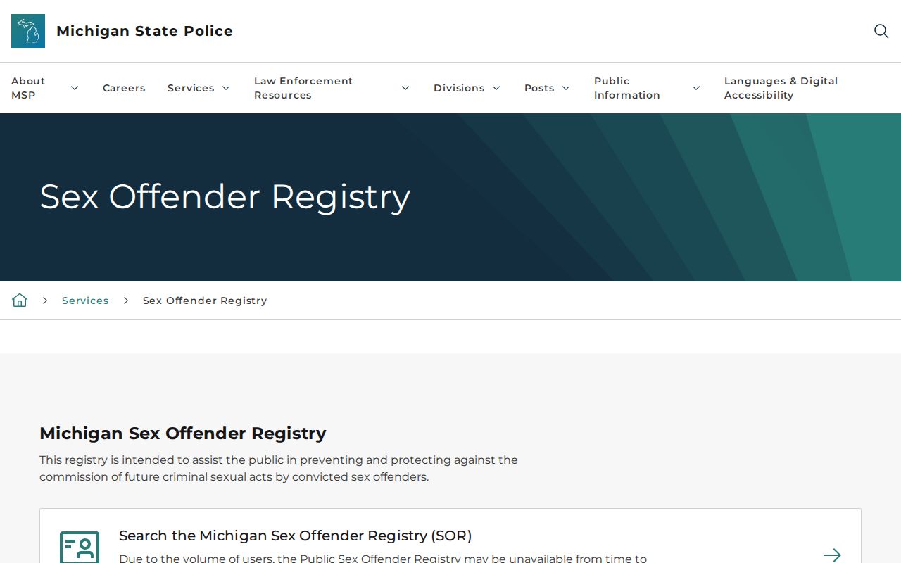 Delta Township residents directory Michigan public safety registry search screen