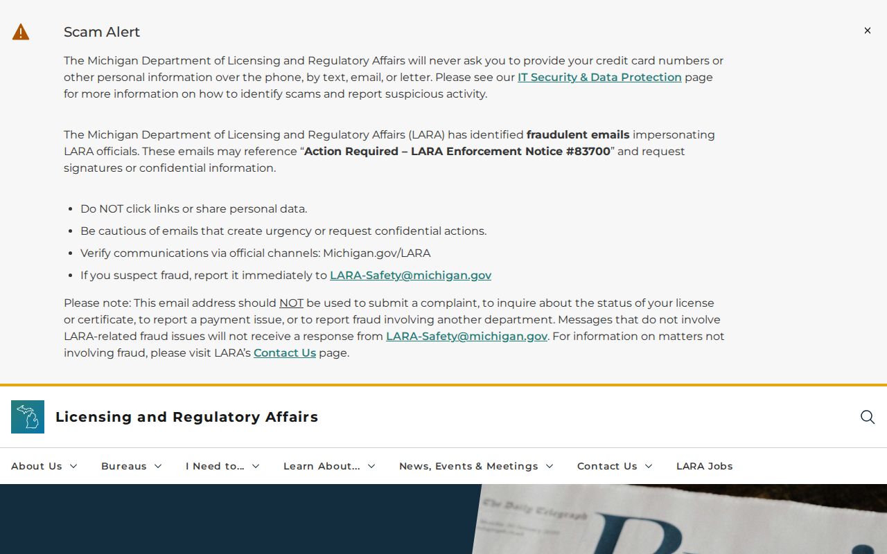Delta Township resident lookup reference image of Michigan LARA business registry information