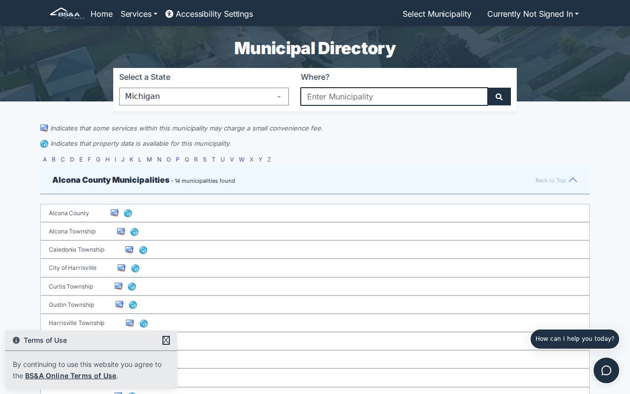Delta Township street directory BS&A advanced assessment search