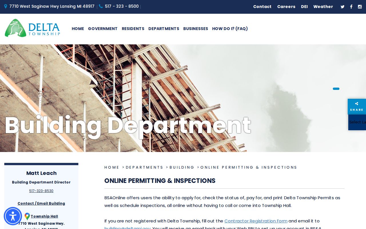 Delta Township street directory online permit portal instructions